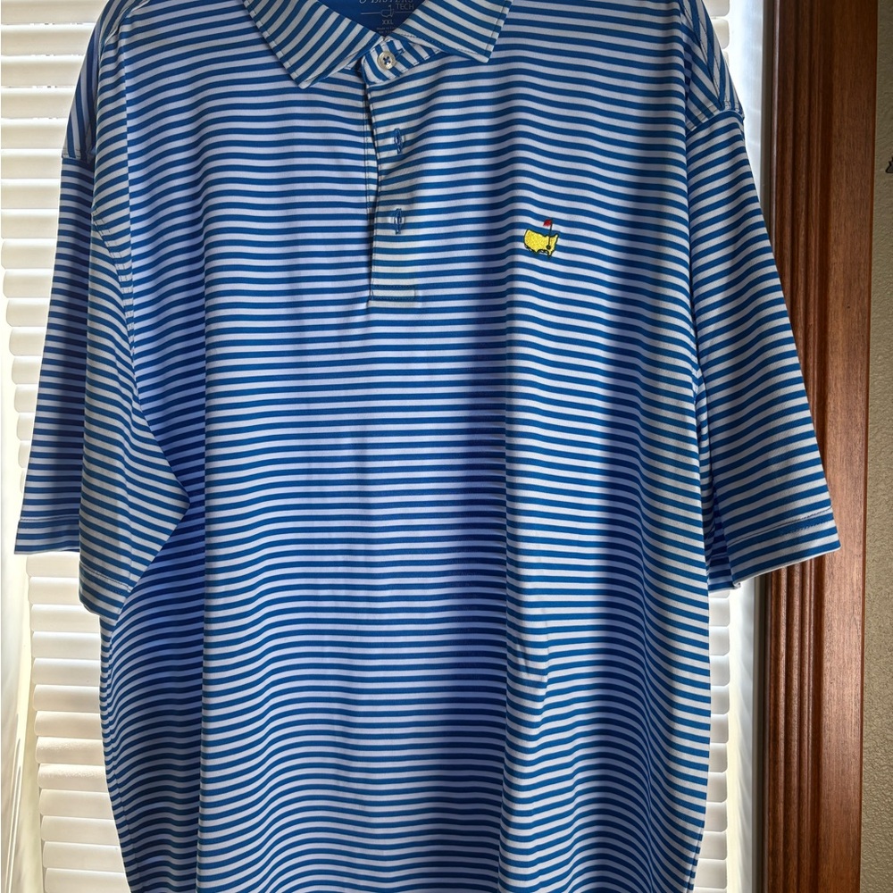 Masters Polo Blue and White Striped Shirt